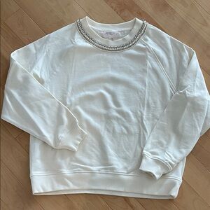 Elegant White Pearl-Embellished Women's Top